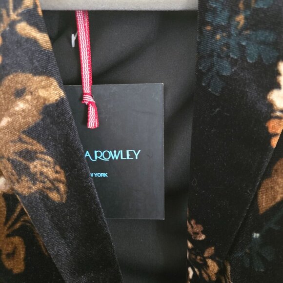 Cynthia Rowley NWT Black Velvet Floral Blazer Single Breasted Size S - Picture 5 of 7